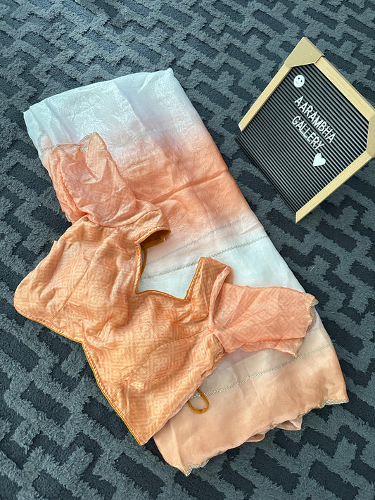 Frendy silk double colour saree set