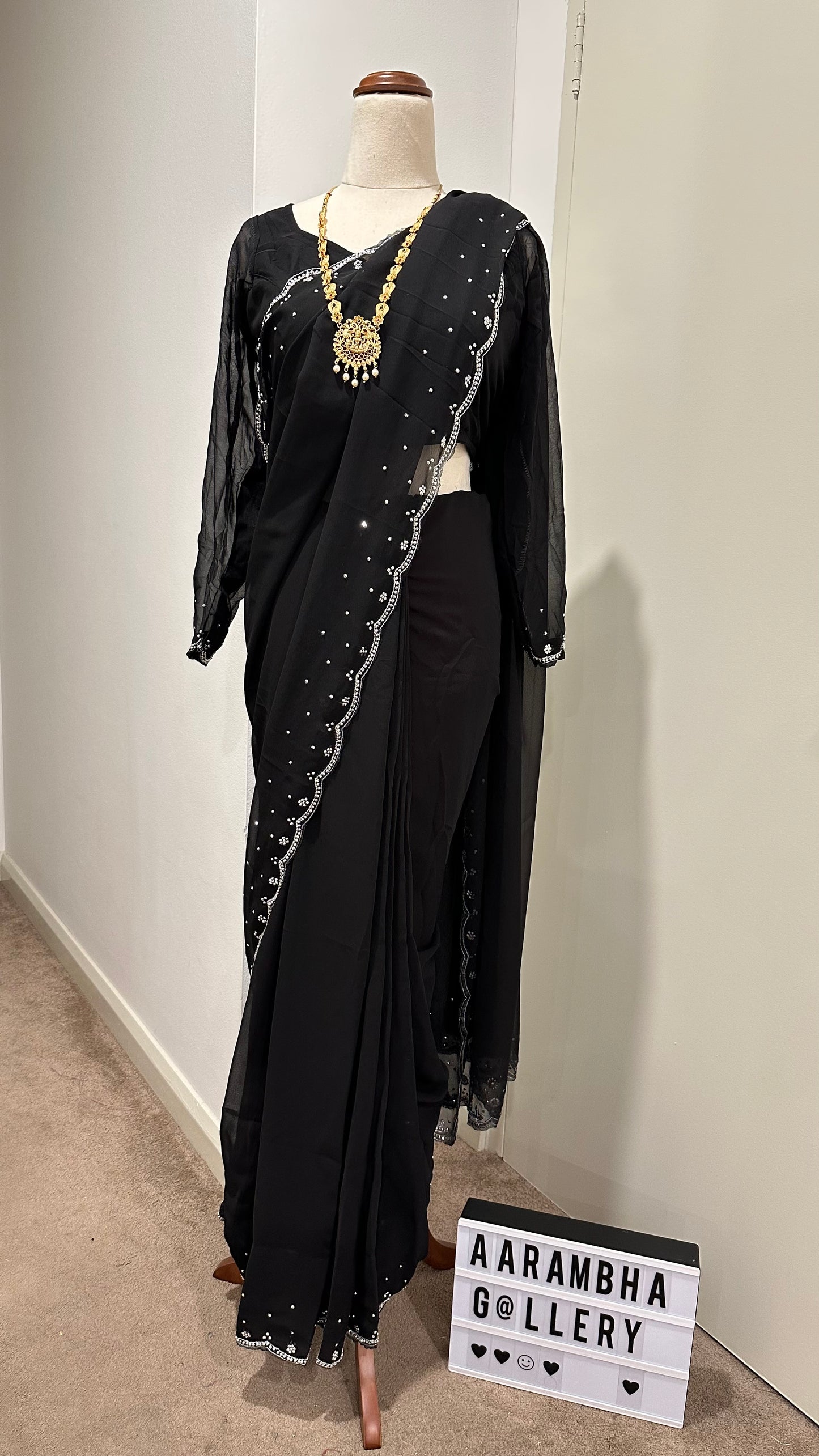 Boutique Work Georgette Ready To Wear Saree Set