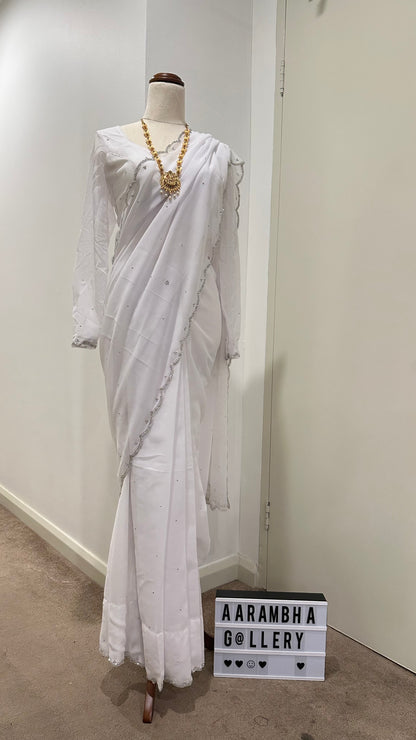 Boutique Work Georgette Ready To Wear Saree Set