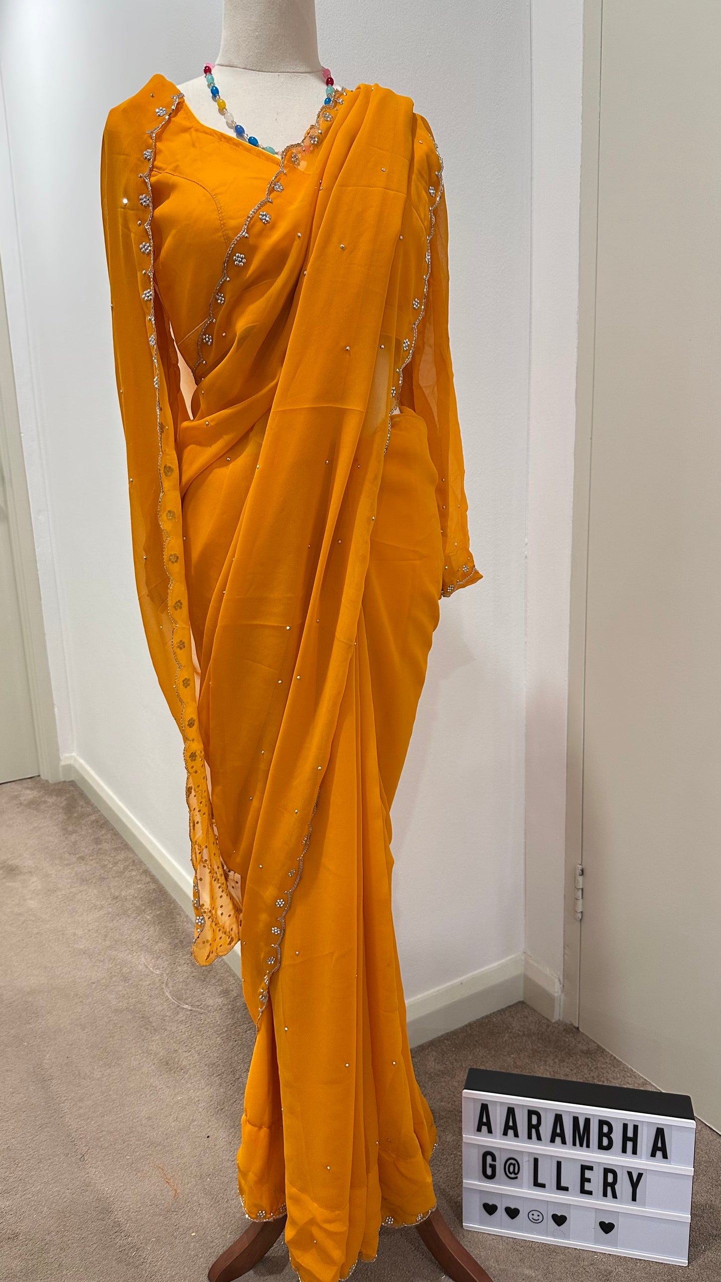 Boutique Work Georgette Ready To Wear Saree Set
