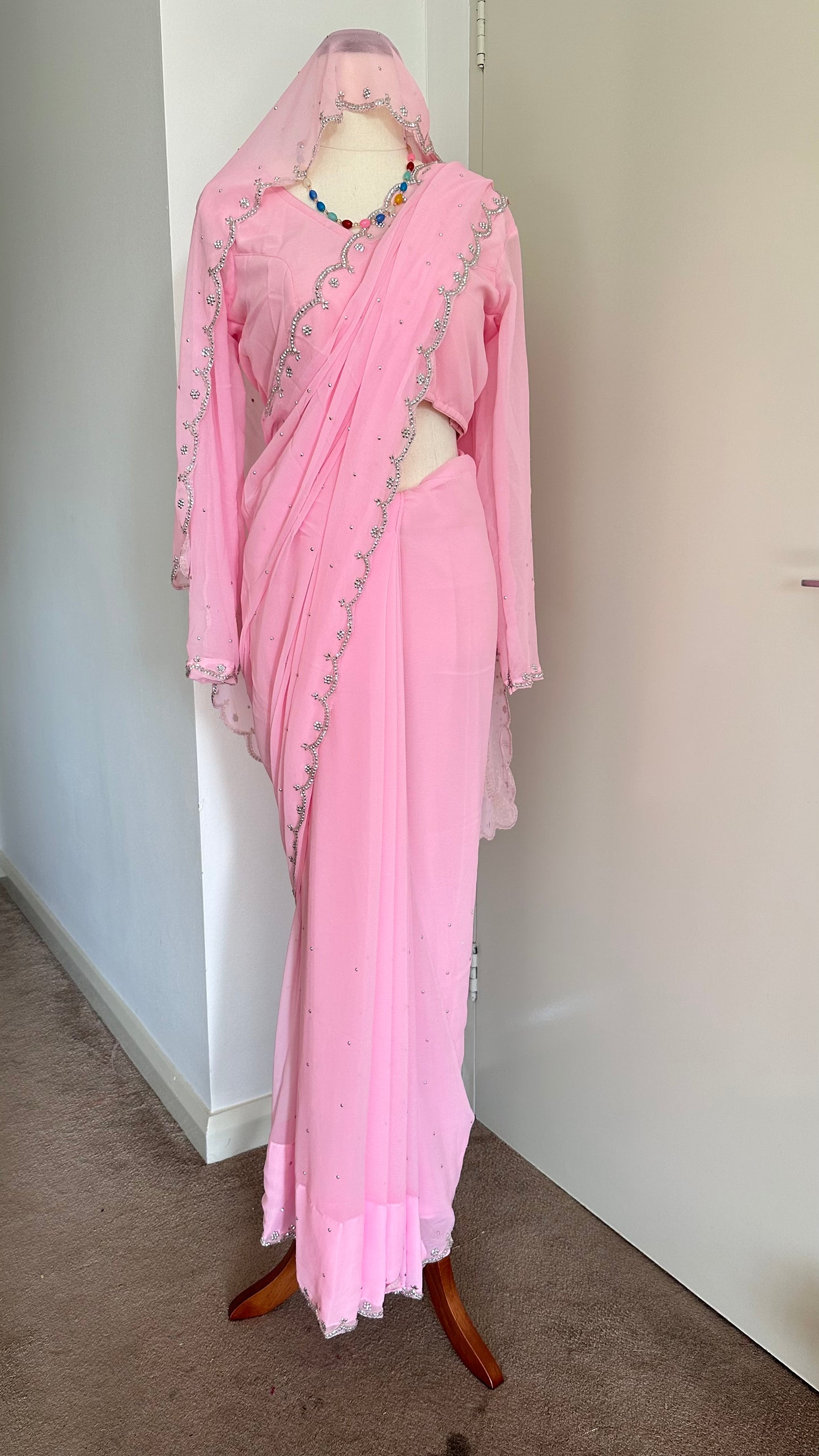 Boutique Work Georgette Ready To Wear Saree Set