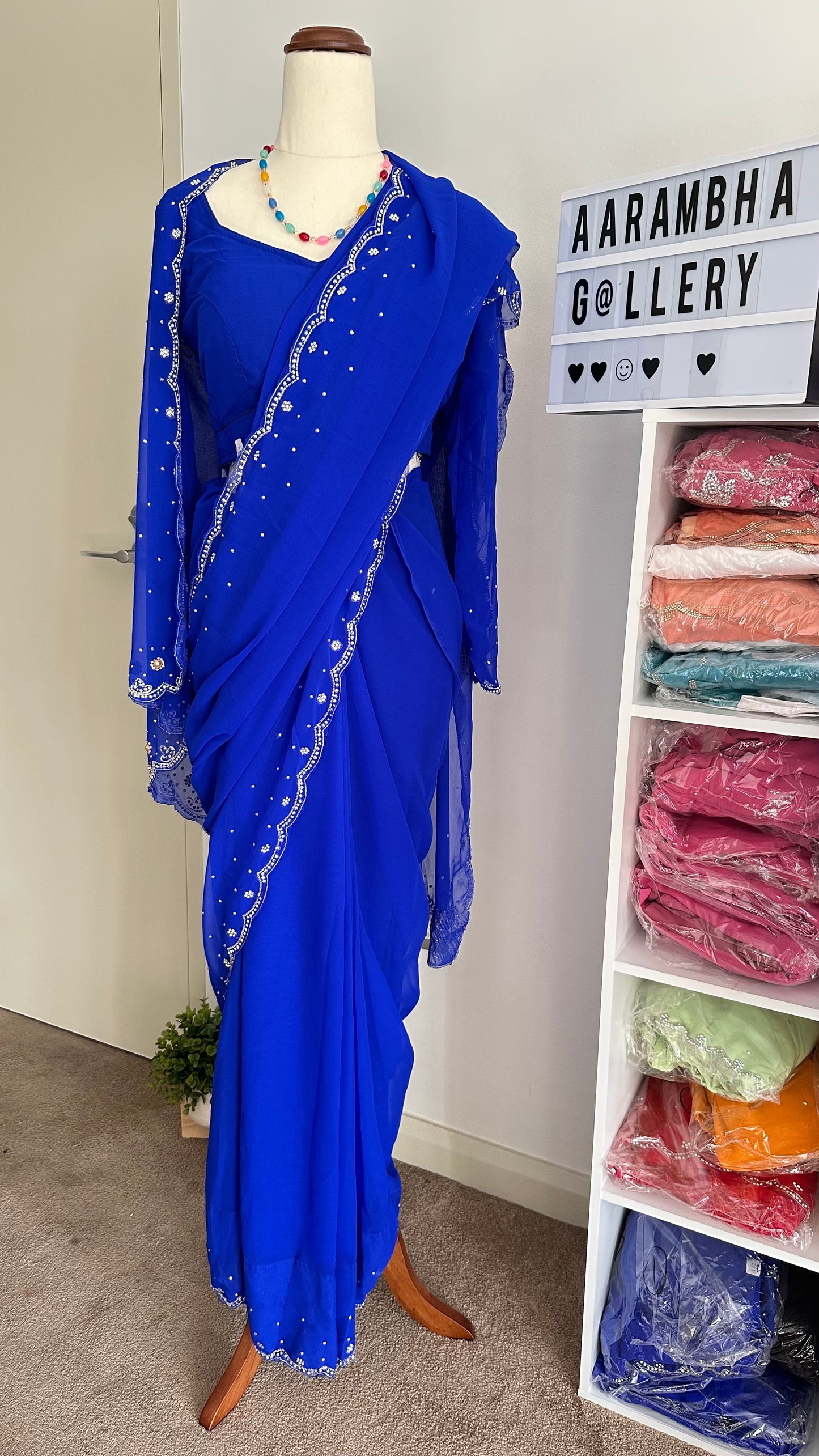 Boutique Work Georgette Ready To Wear Saree Set